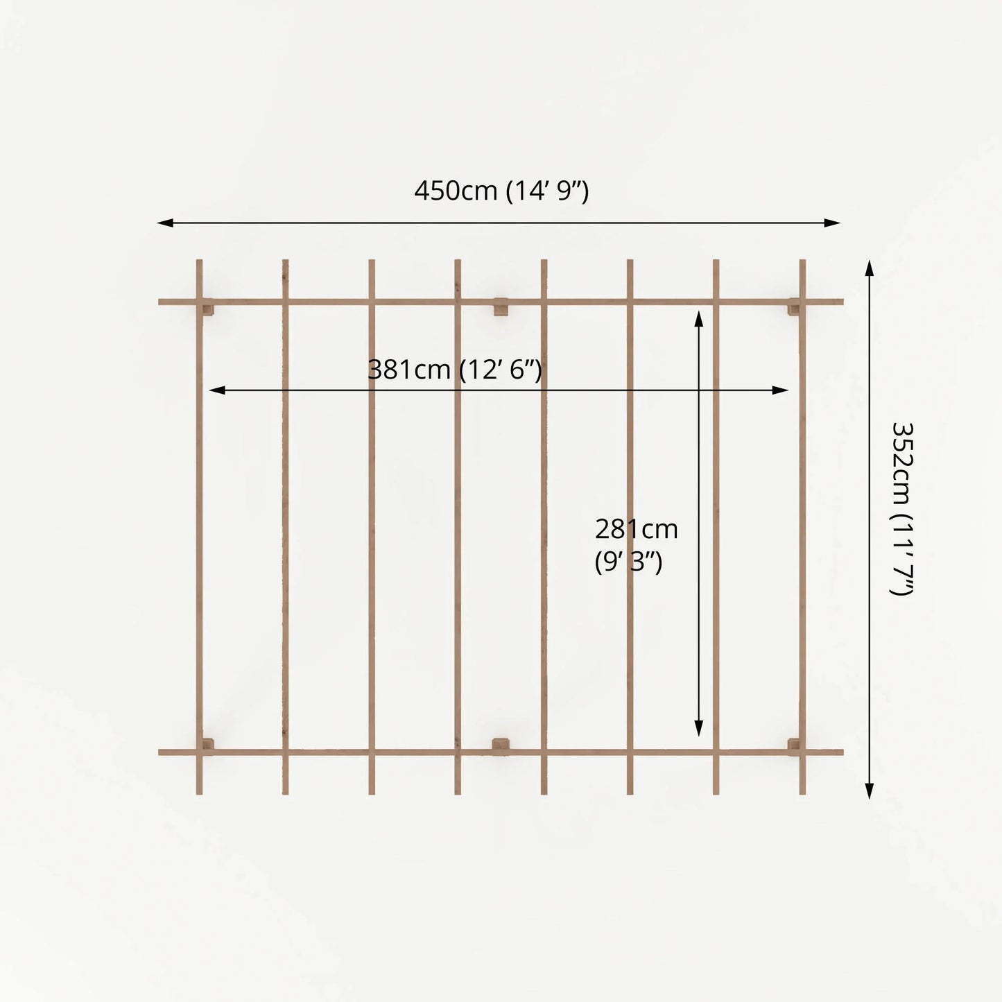 3m x 4m Pressure Treated Pergola