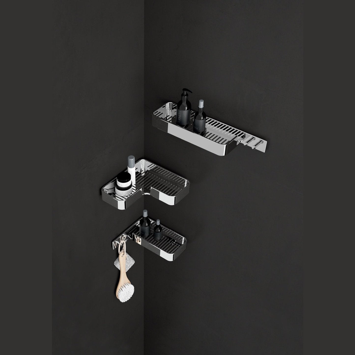 Origins Living Gedy Il Giglio Corner Shower Basket With Hooks Chrome