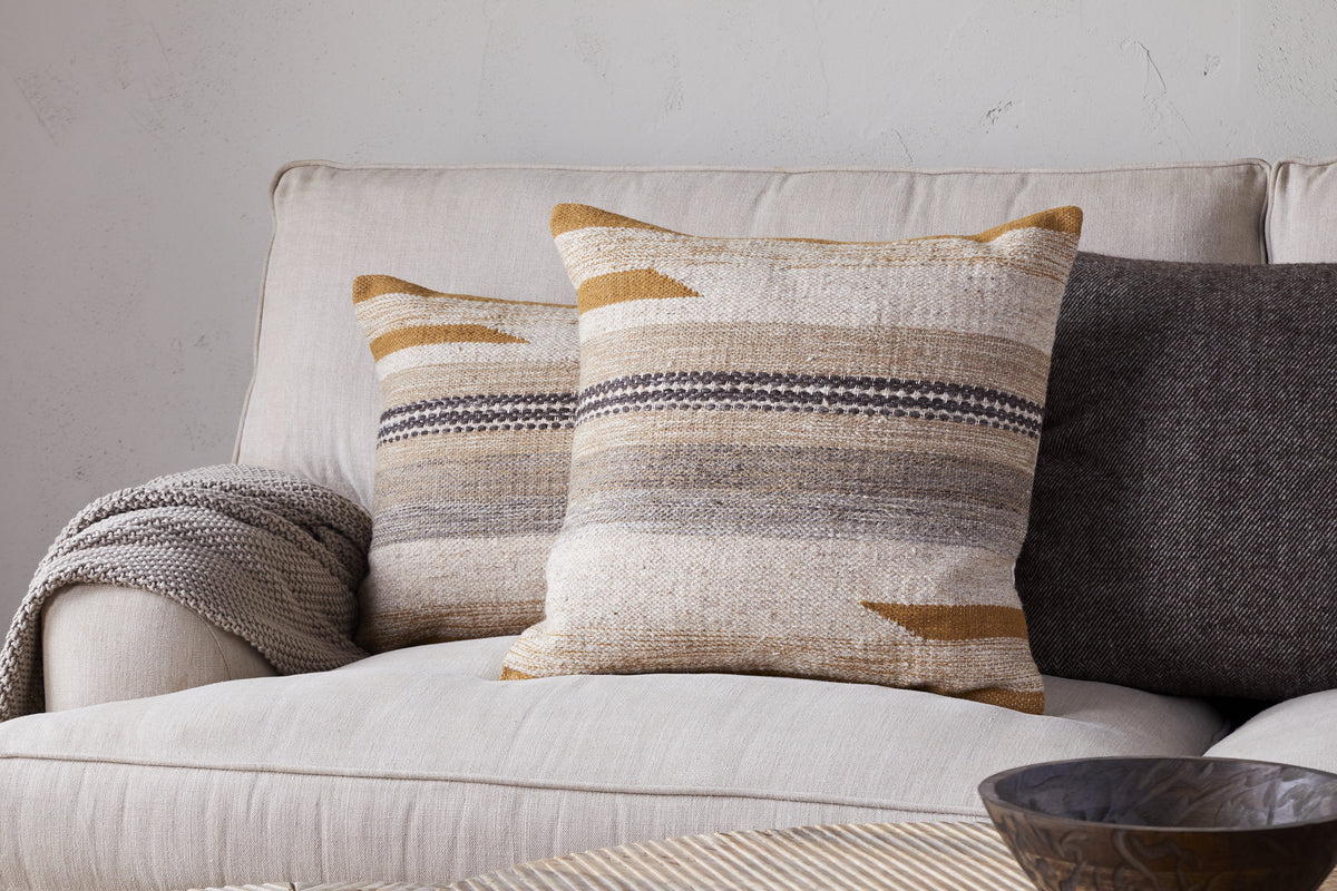 Nkuku Aravali Wool Cushion Cover Ochre