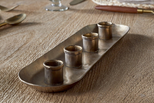 Nkuku Amita Long Candle Holder Antique Brass