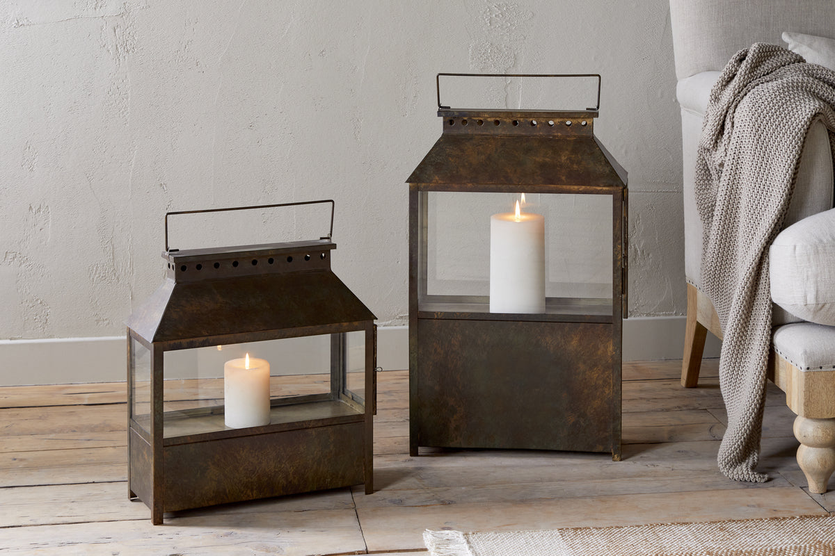 Nkuku Akoko Wide Lantern Brown Patina
