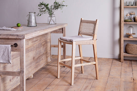 Nkuku Aamani Mango Wood & Cord Counter Chair Natural