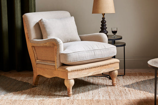 Nkuku Abe Deconstructed Linen Armchair Stone