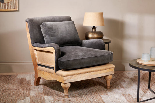 Nkuku Abe Deconstructed Velvet Armchair Moss