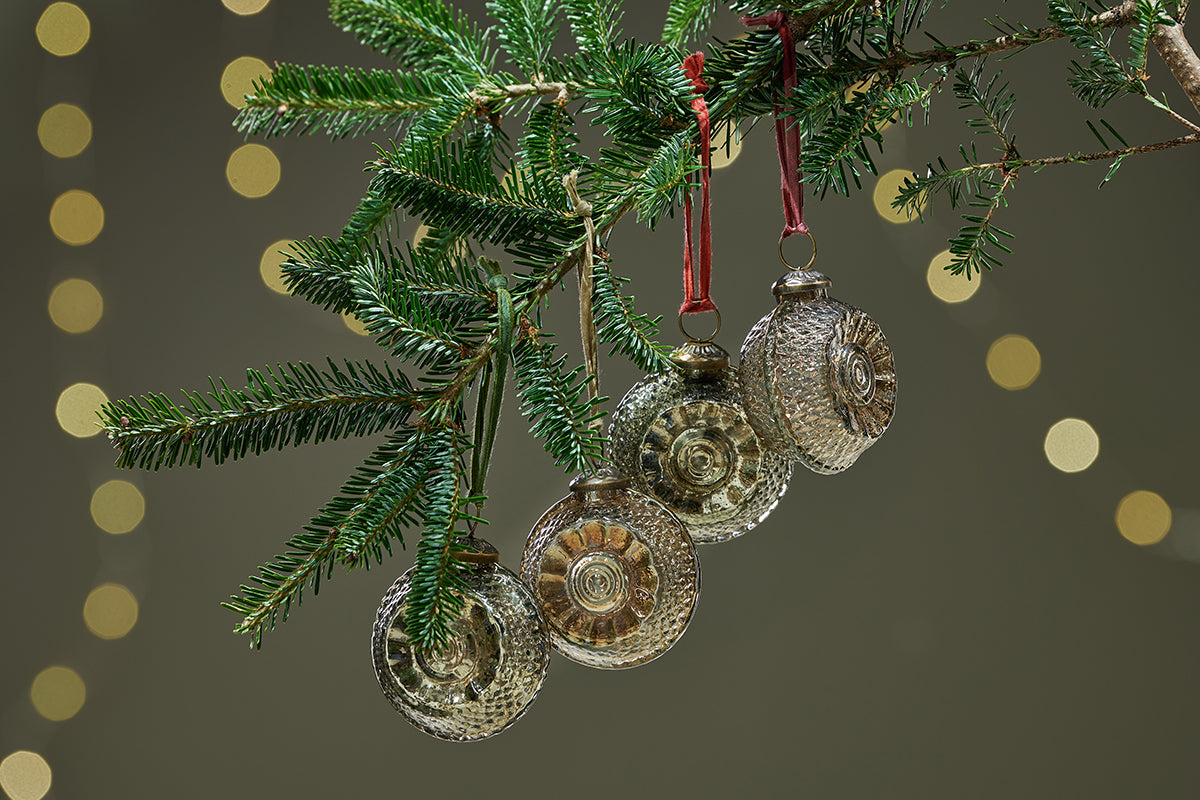 Nkuku Abitha Baubles Antique Gold & Grey (Set Of 4)