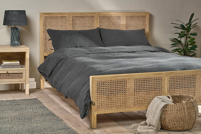 Nkuku Adya Linen Duvet Cover Charcoal