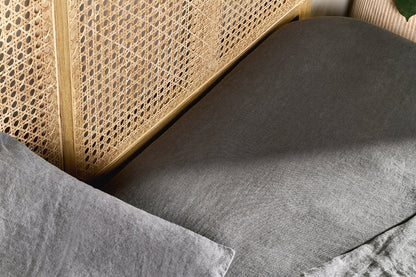 Nkuku Adya Linen Fitted Sheet Charcoal