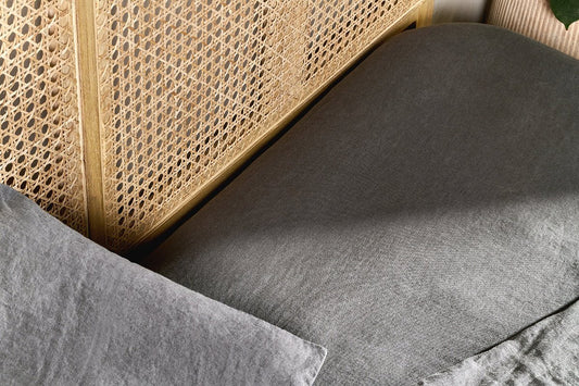 Nkuku Adya Linen Fitted Sheet Charcoal