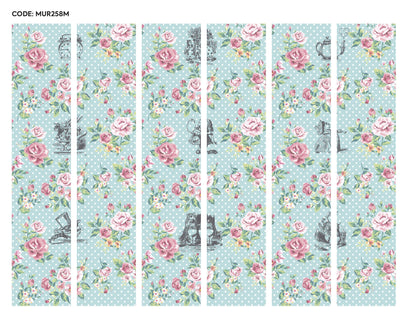 Origin Murals Alice In Wonderland English Rose Print Blue 300cm X 240cm