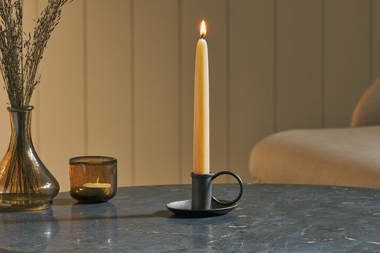 Nkuku Amri Iron Candlestick Antique Black