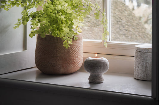 Nkuku Asana Marble Tealight Holder Grey