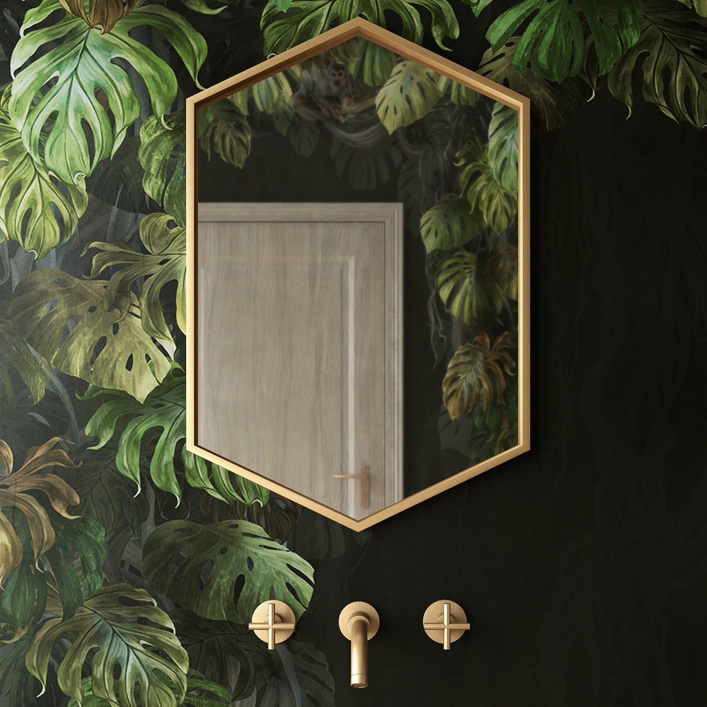 Origins Living Docklands Hexagonal Mirror 50x75cm Brushed Brass