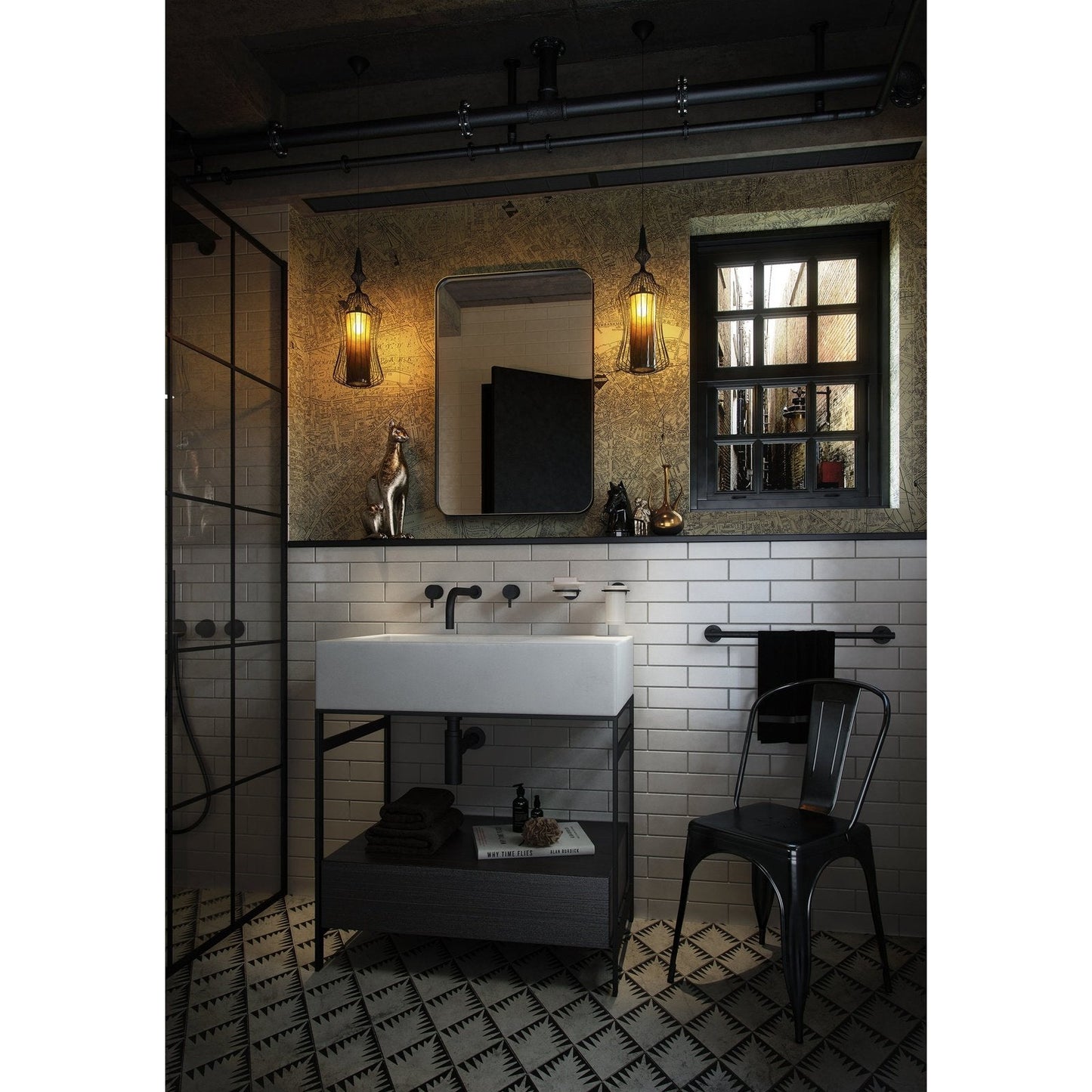 Origins Living City Rectangular Mirror 50x75cm Matt Black