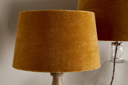 Nkuku Batakha Velvet & Linen Lampshade Dark Ochre