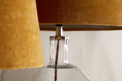 Nkuku Batakha Velvet & Linen Lampshade Dark Ochre