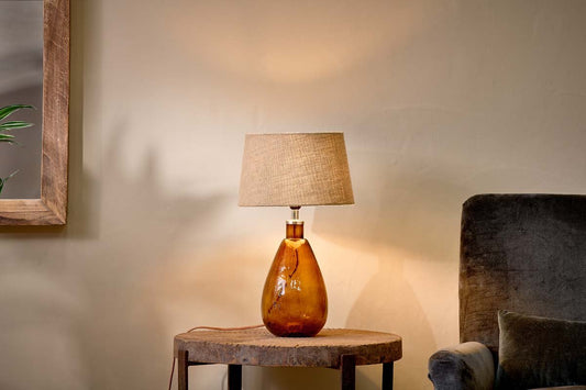 Nkuku Baba Recycled Glass Lamp Burnt Amber Small Tall