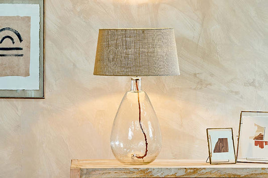 Nkuku Baba Recycled Glass Lamp Clear Large Tall