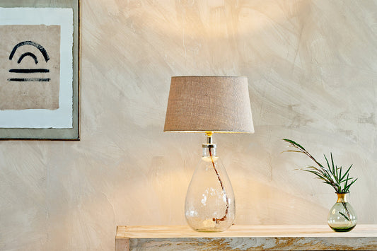 Nkuku Baba Recycled Glass Lamp Clear Small Tall
