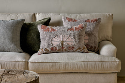 Nkuku Bagru Wool & Cotton Cushion Cover Soft Grey
