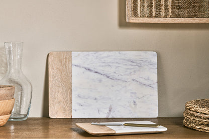 Nkuku Bwari Long Marble Serving Board White