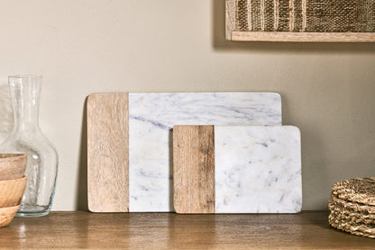 Nkuku Bwari Long Marble Serving Board White