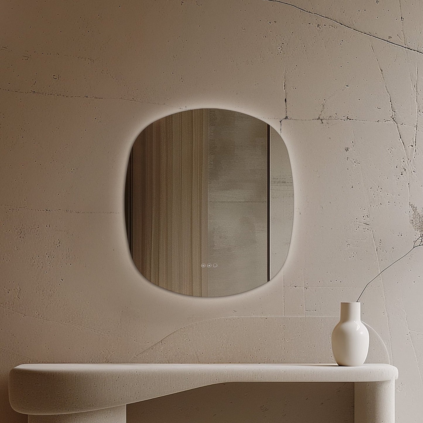 Origins Living Claris Curve Oblong Illuminated Mirror 70x78cm