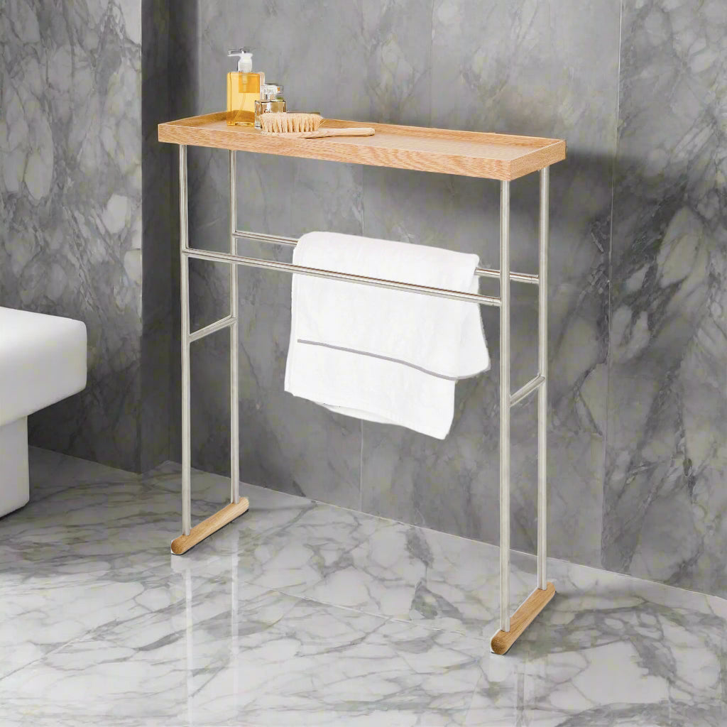 Wireworks Caddy Towel Rail Yoku Oak