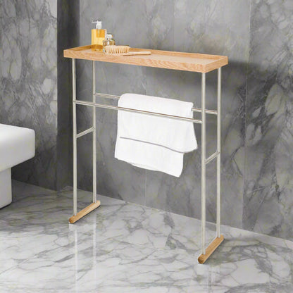 Wireworks Caddy Towel Rail Yoku Oak