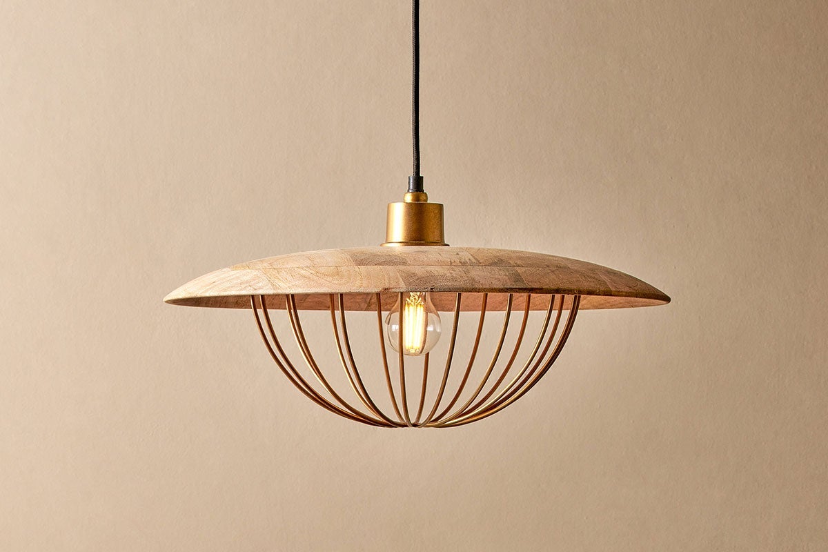Nkuku Chakai Wood & Metal Pendant Large