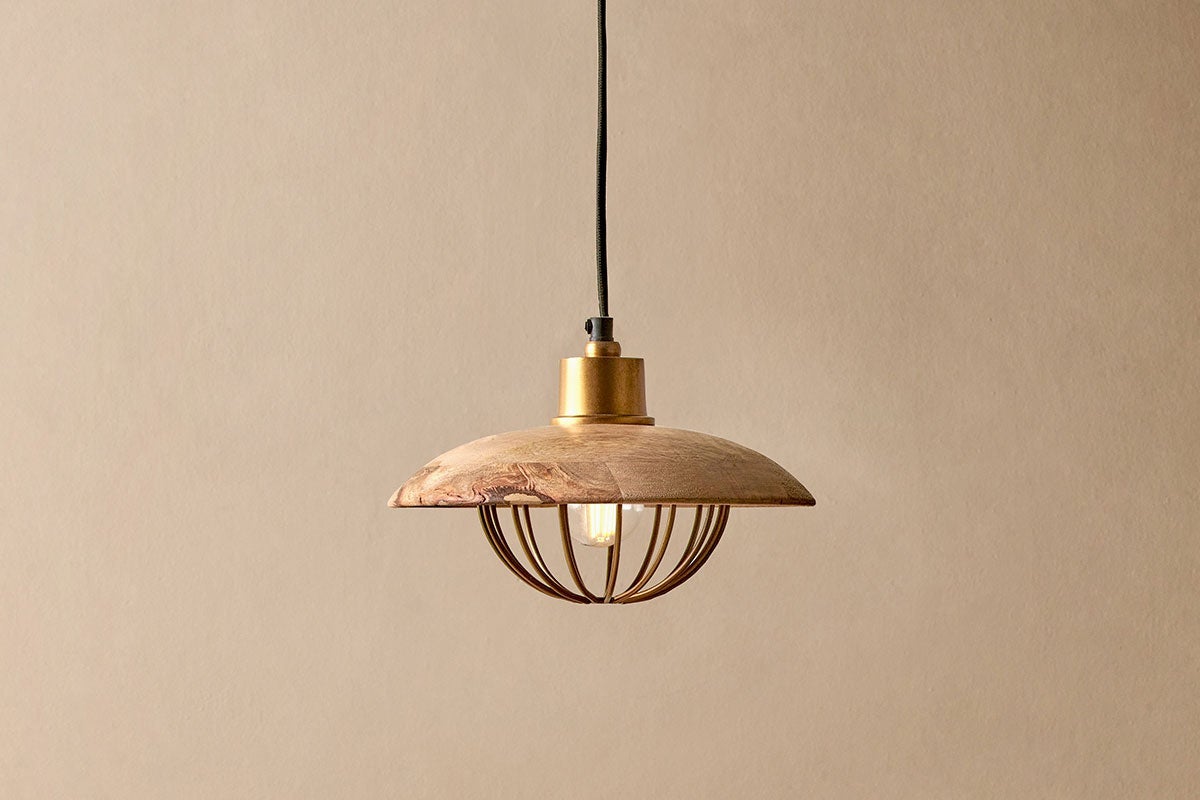 Nkuku Chakai Wood & Metal Pendant Small
