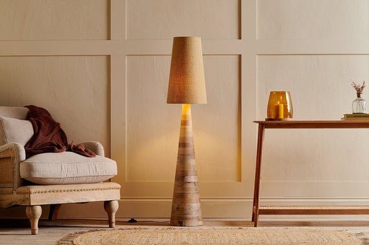 Nkuku Chameli Tapered Mango Wood Floor Lamp