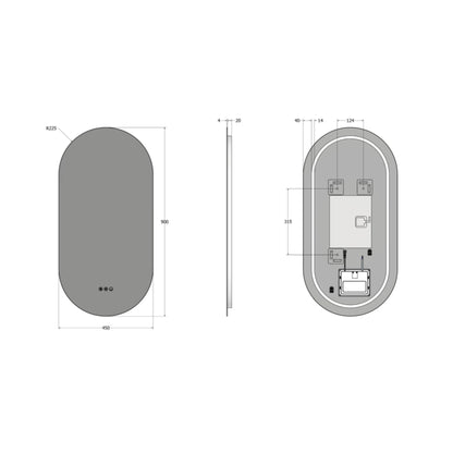 Origins Living Claris Capsule Illuminated Mirror 45x90cm