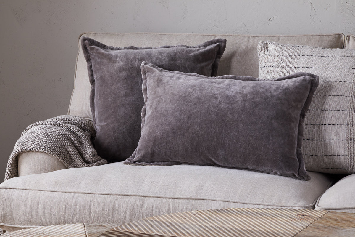 Nkuku Dhara Velvet Cushion Cover Charcoal