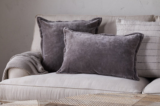 Nkuku Dhara Velvet Cushion Cover Charcoal