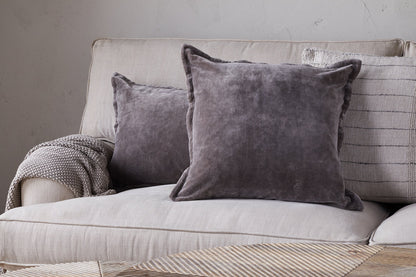 Nkuku Dhara Velvet Cushion Cover Charcoal