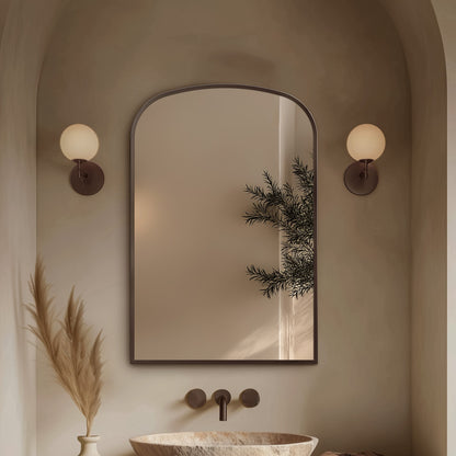 Origins Living Delphine Overmantle Arch Mirror 60 X 90cm Brushed Bronze