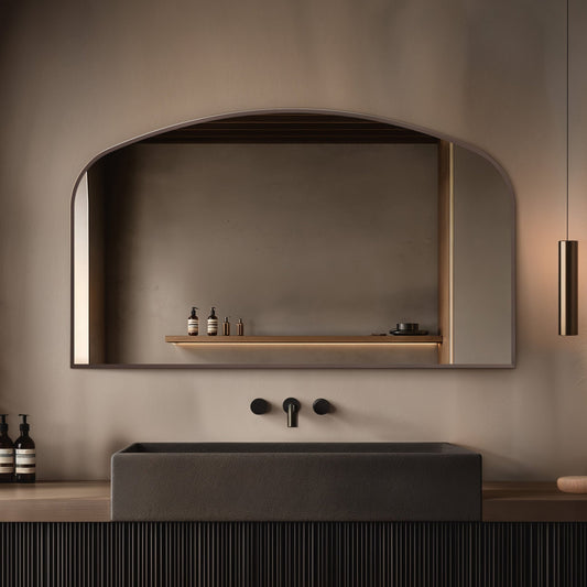 Origins Living Delphine Overmantle Arch Mirror 120 X 70cm Brushed Bronze