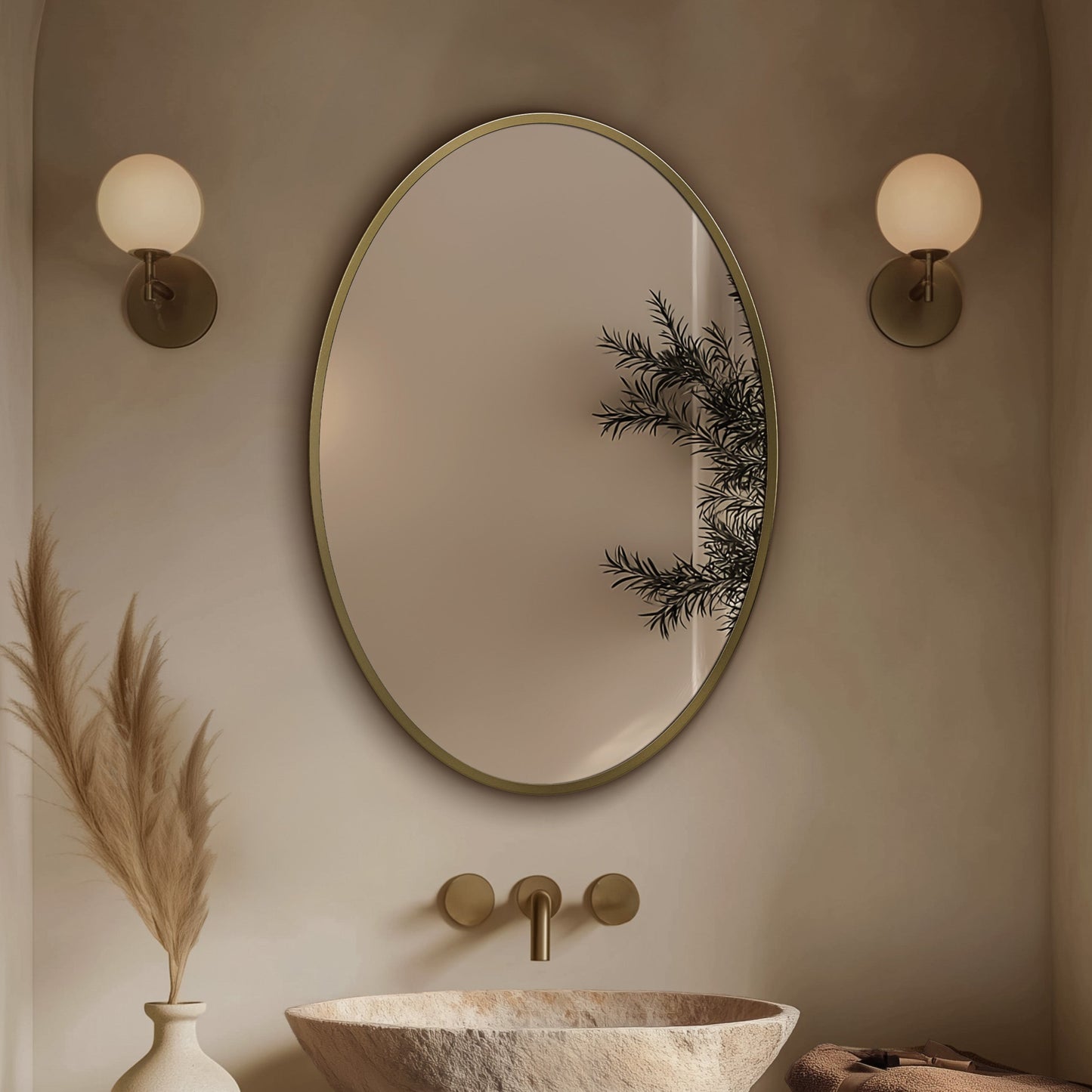 Origins Living Delphine Oval Mirror 55 X 80cm Brushed Brass