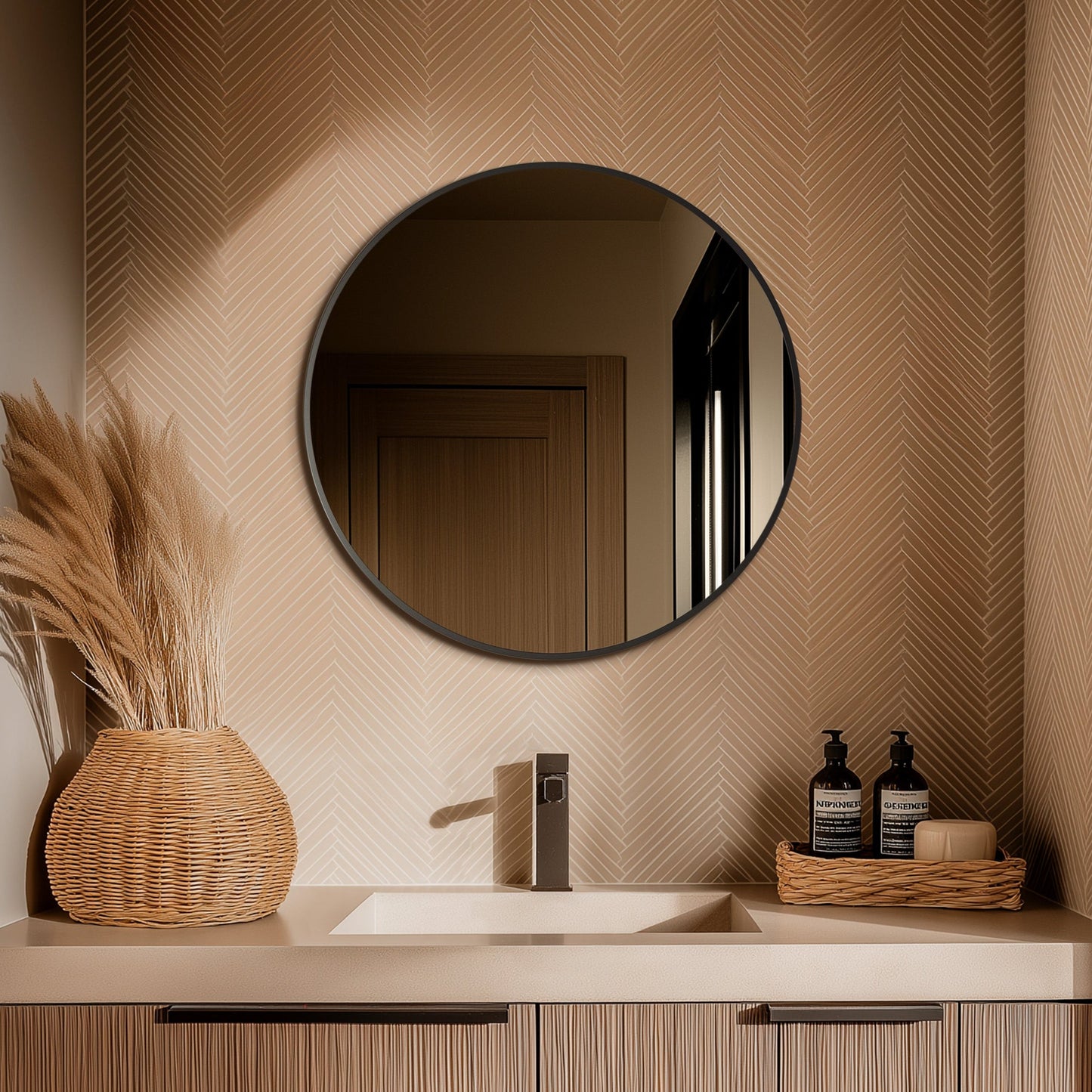 Origins Living Docklands Round Mirror 60cm Gunmetal