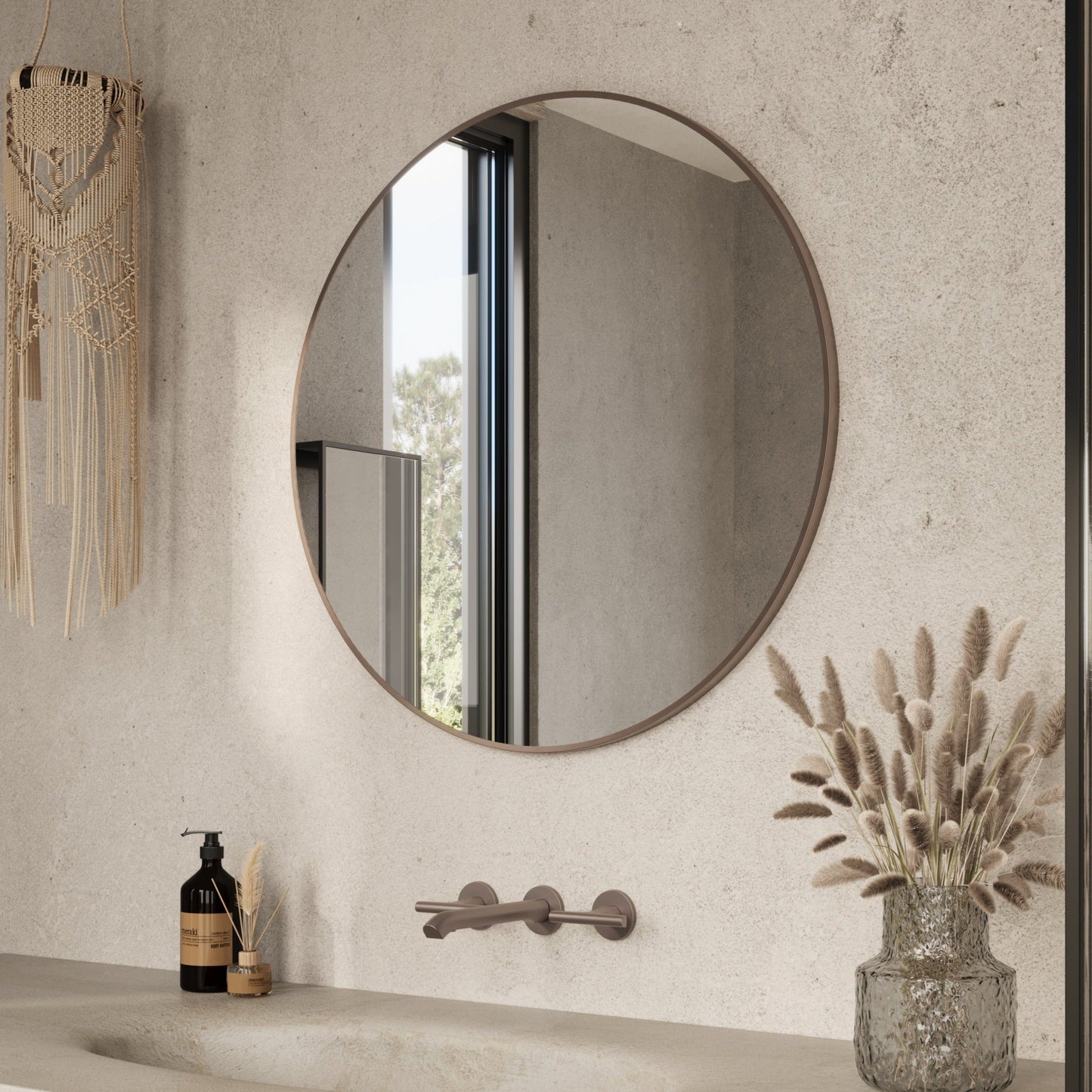 Origins Living Docklands Round Mirror 80cm Brushed Bronze