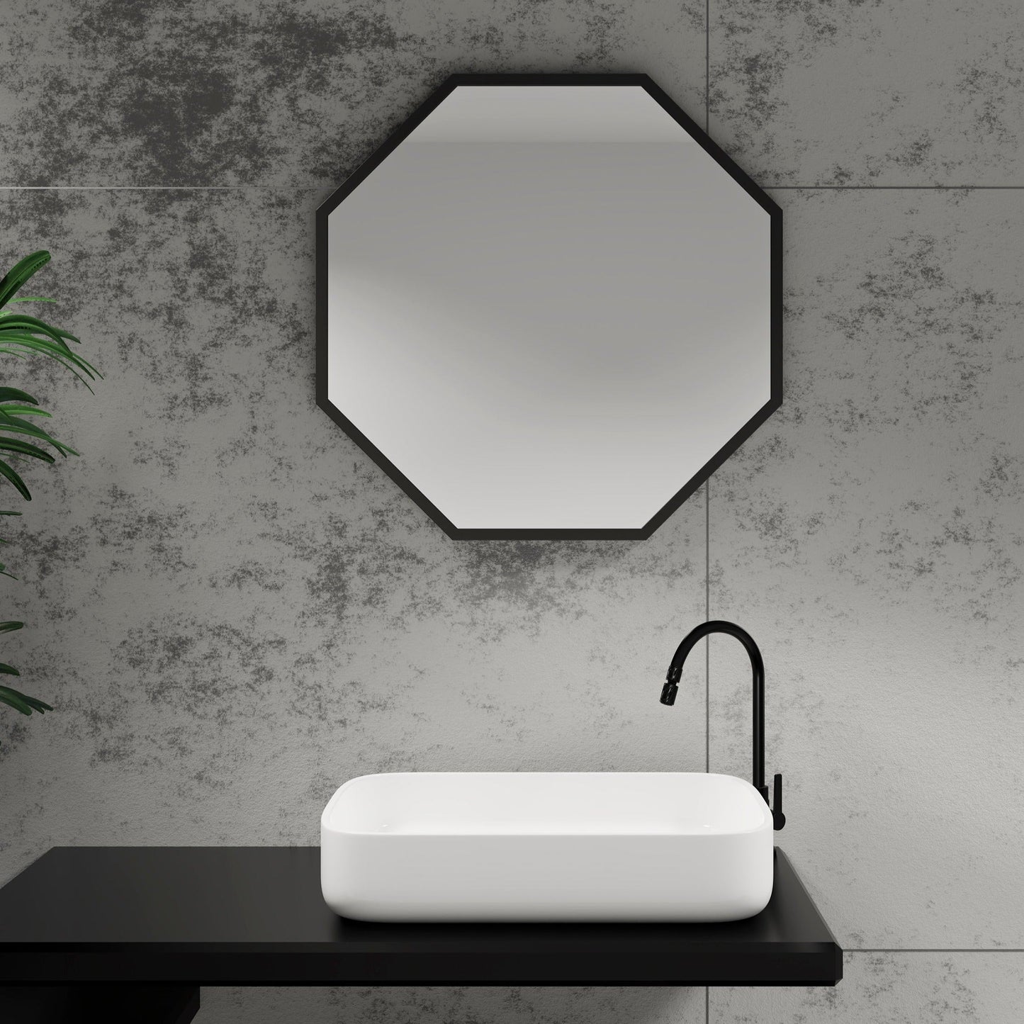 Origins Living Docklands Octagon Mirror 60x60cm Matt Black