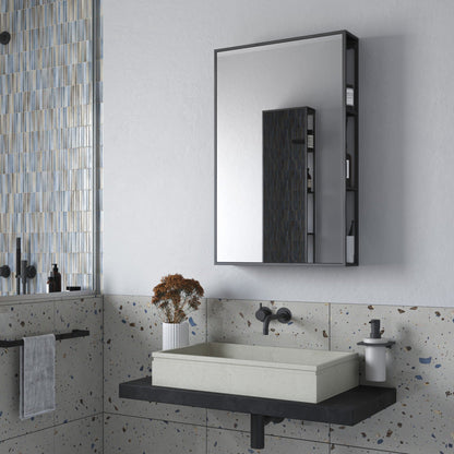 Origins Living Dockside Mirror With Open Shelving 50x80cm Black