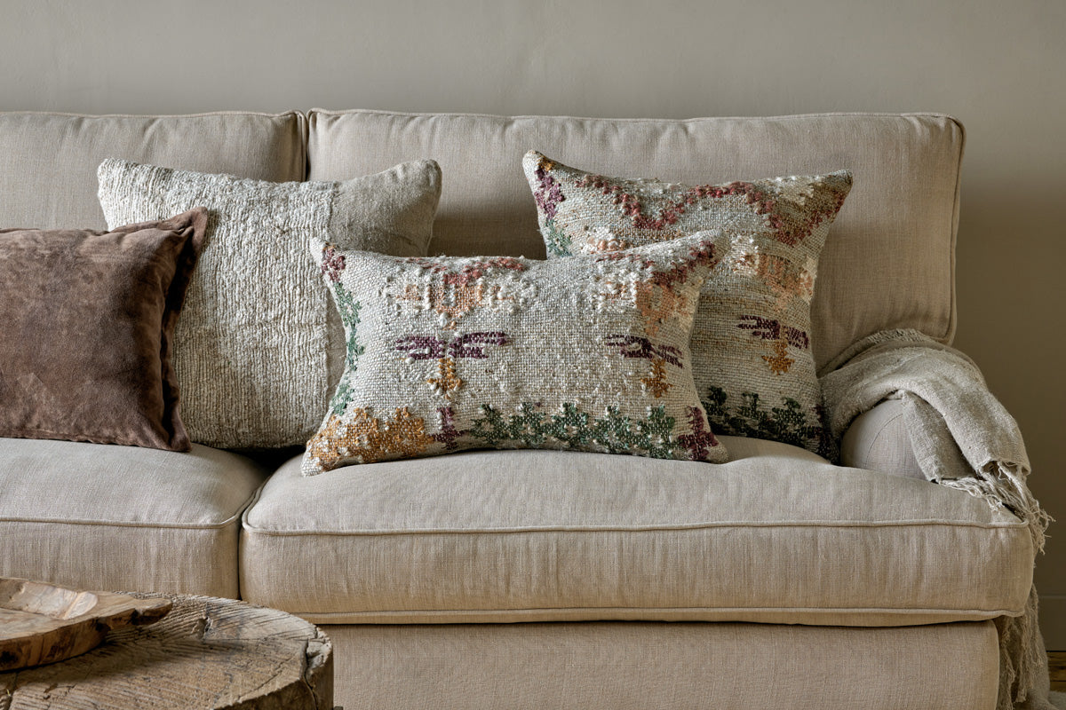 Nkuku Dantri Jute & Cotton Cushion Cover Soft Grey