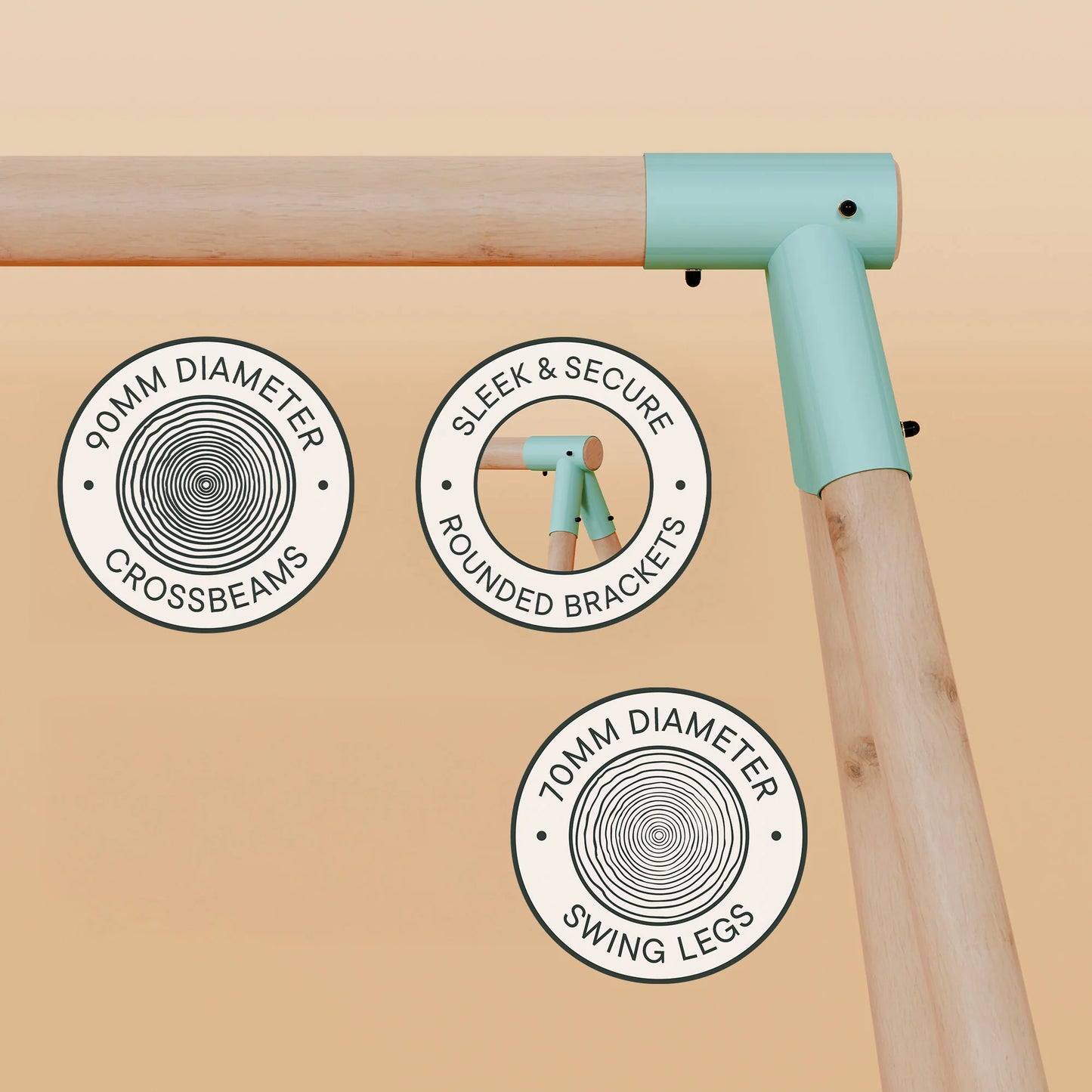 Single Wooden Baby Swing - Evergreen II
