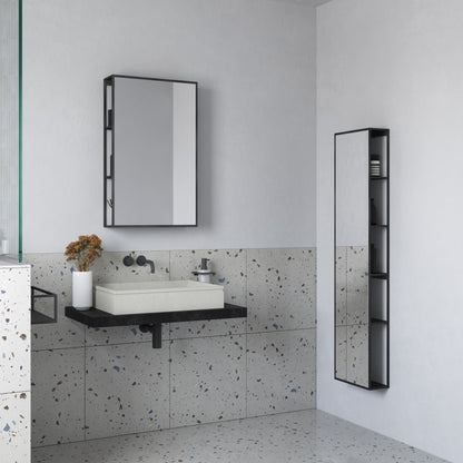 Origins Living Dockside Mirror With Open Shelving 140x30cm Black