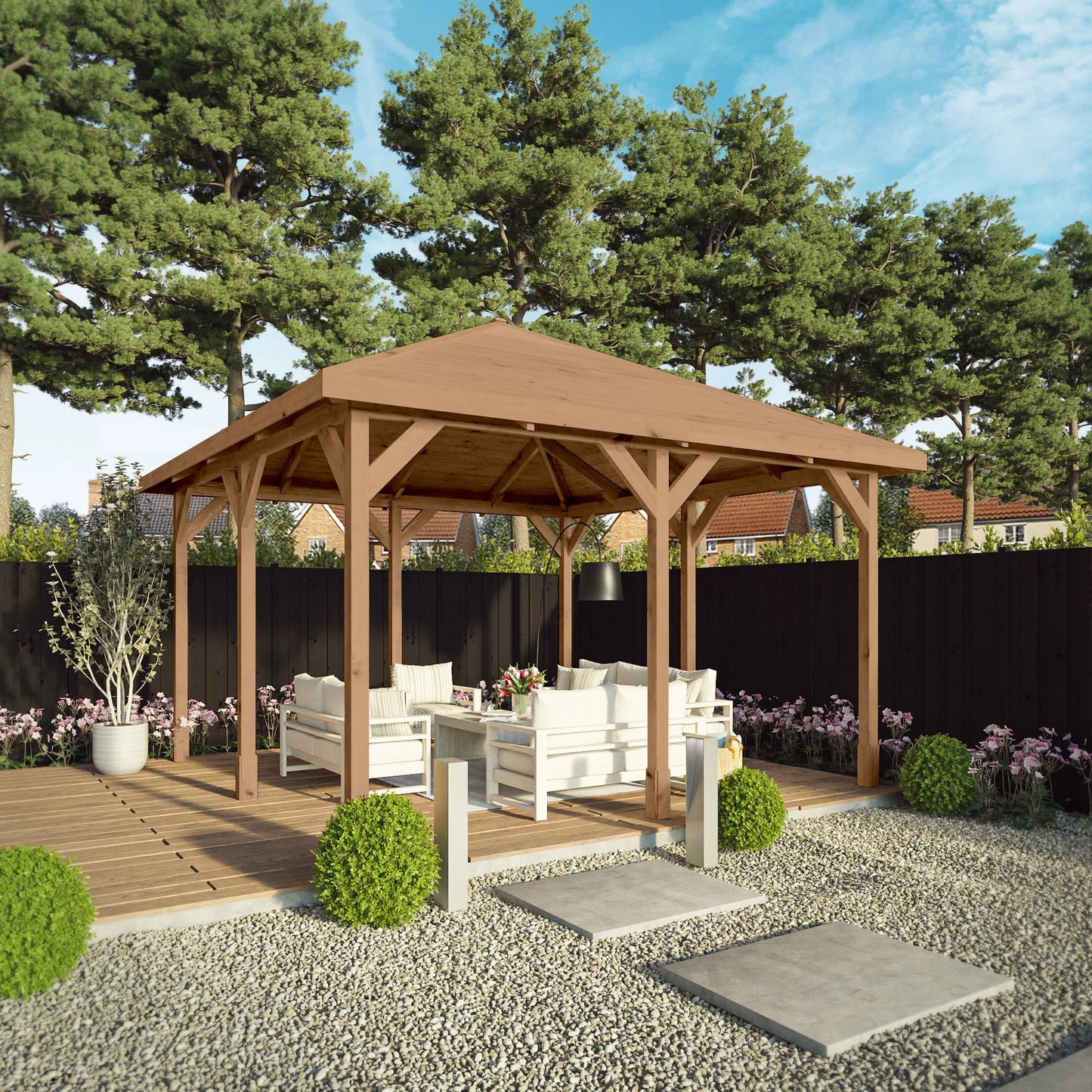 4m x 4m Pressure Treated Gazebo with Tongue & Groove Roof