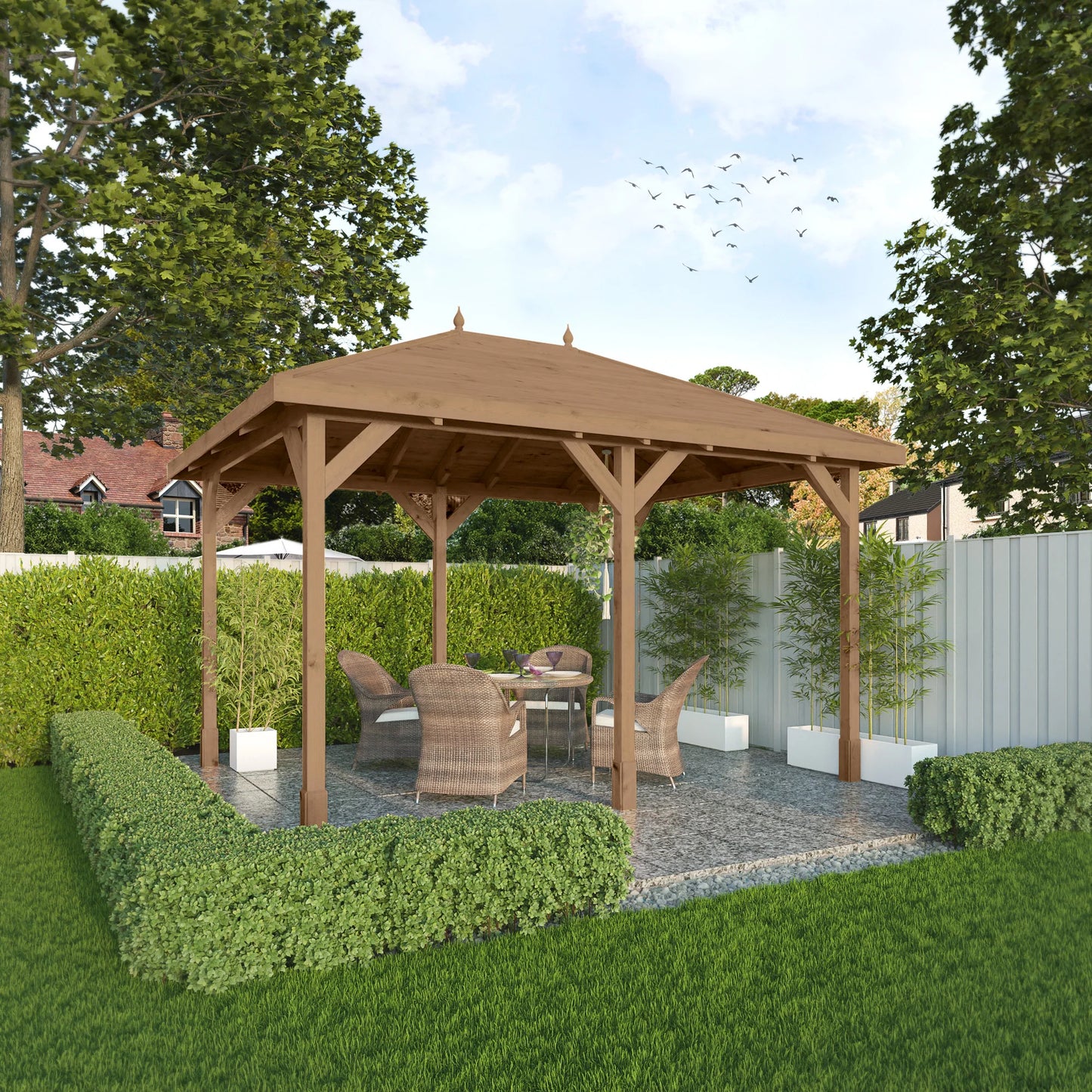 4m x 3m Pressure Treated Gazebo with Tongue & Groove Roof