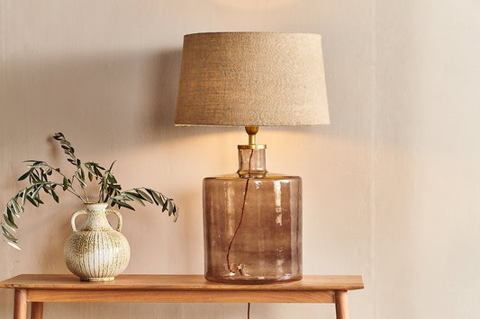 Nkuku Edina Recycled Glass Table Lamp Smoke Brown Large
