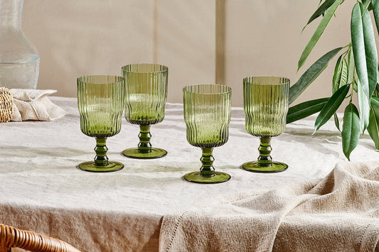 Nkuku Fali Wine Glass Olive (Set Of 4)