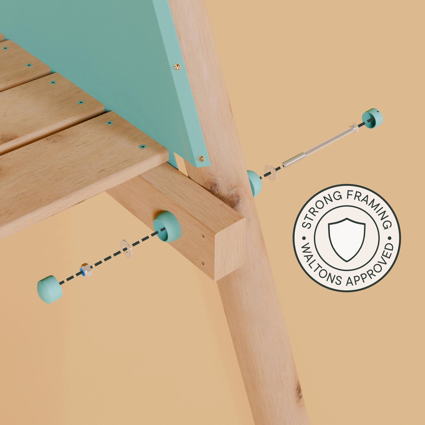 Double Wooden Swing Set with Baby Swing, Climbing Wall and Slide - Stagwood II